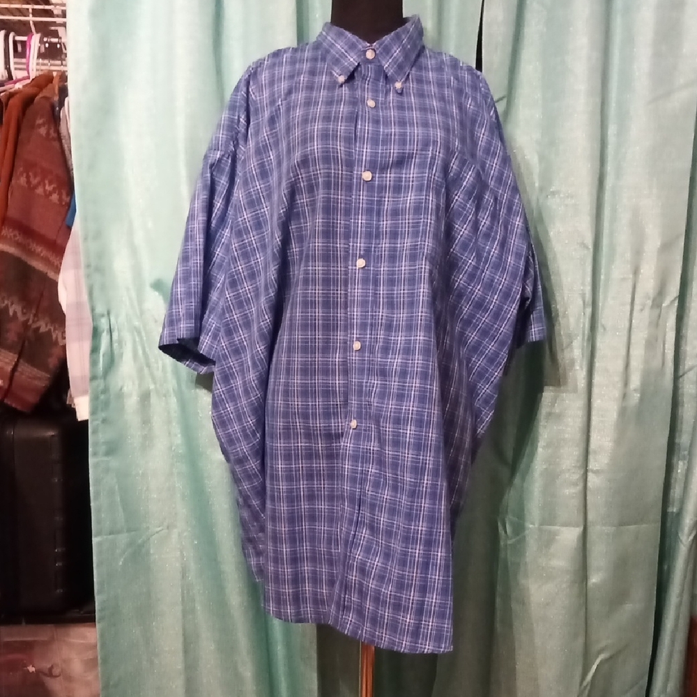 Wrangler Men's Navy Checkered Button Down Shirt